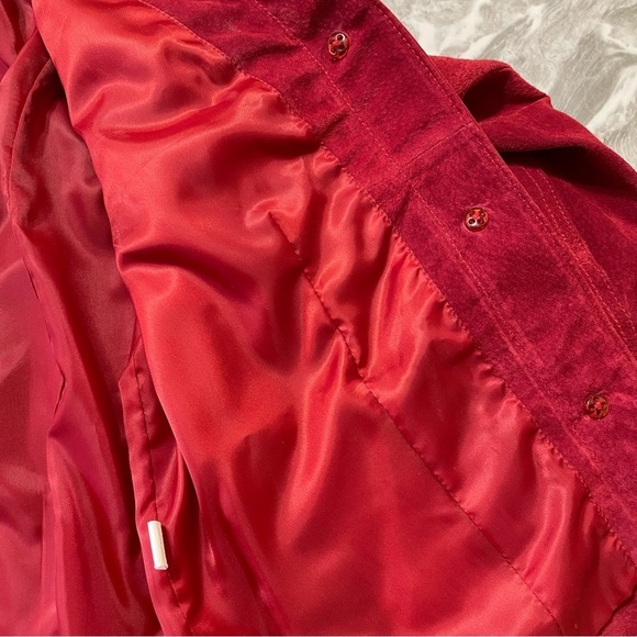 Charter Club Womens Button up Red 100% Suede Leather Jacket Size Petite Retro - Picture 10 of 11